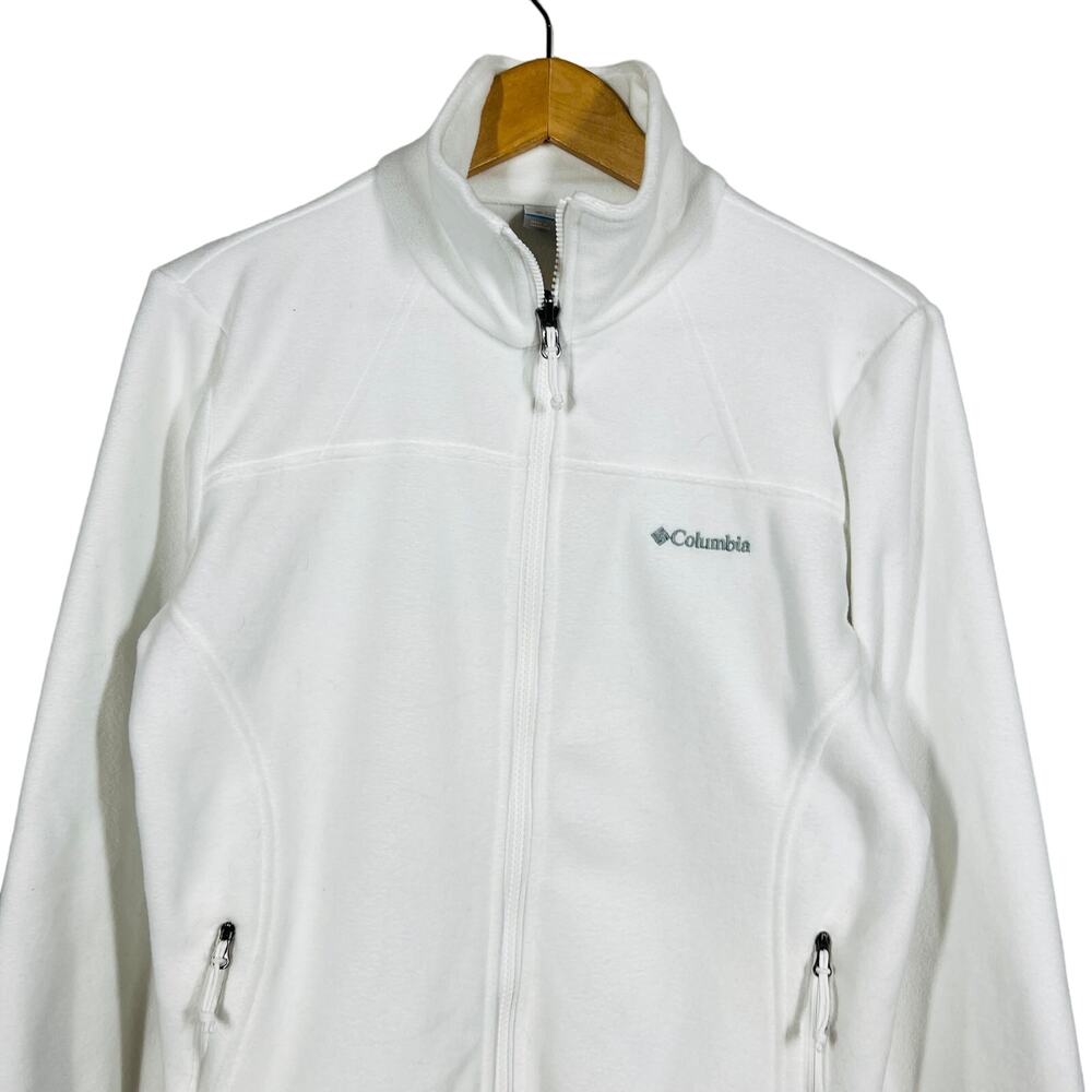 Columbia Long Sleeve Fleece Jacket Full Zip Snow White Casual Athletic - M